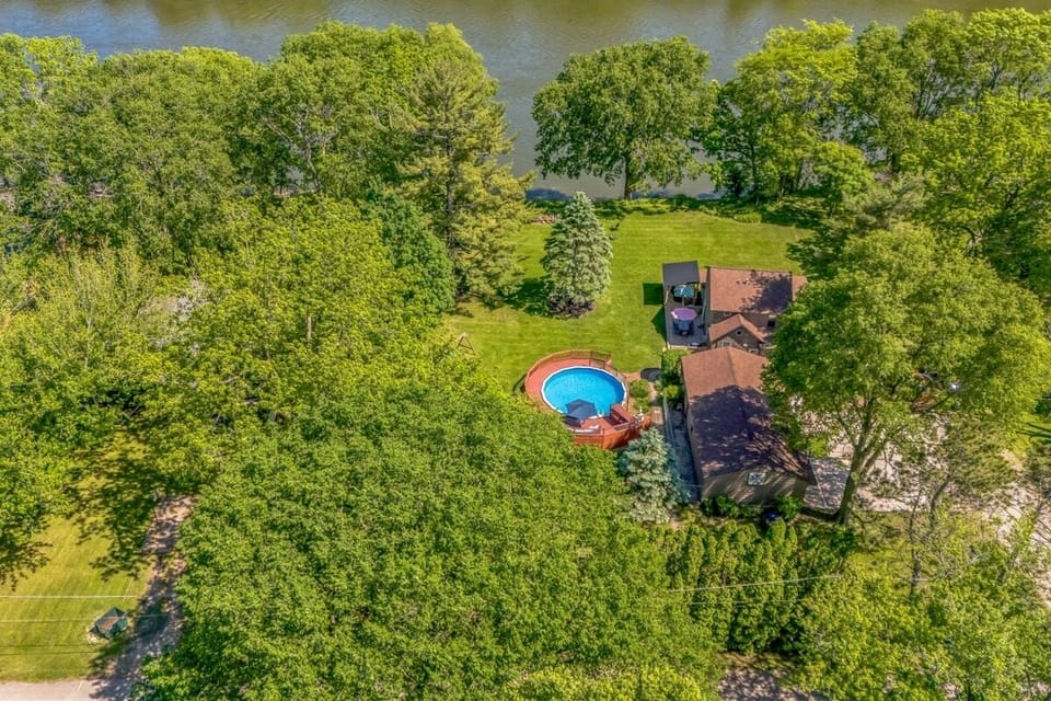 Aerial property photos. Private shore by the Rock River