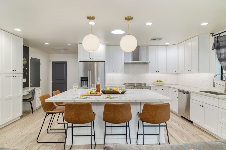 Fully-equipped chef's kitchen.