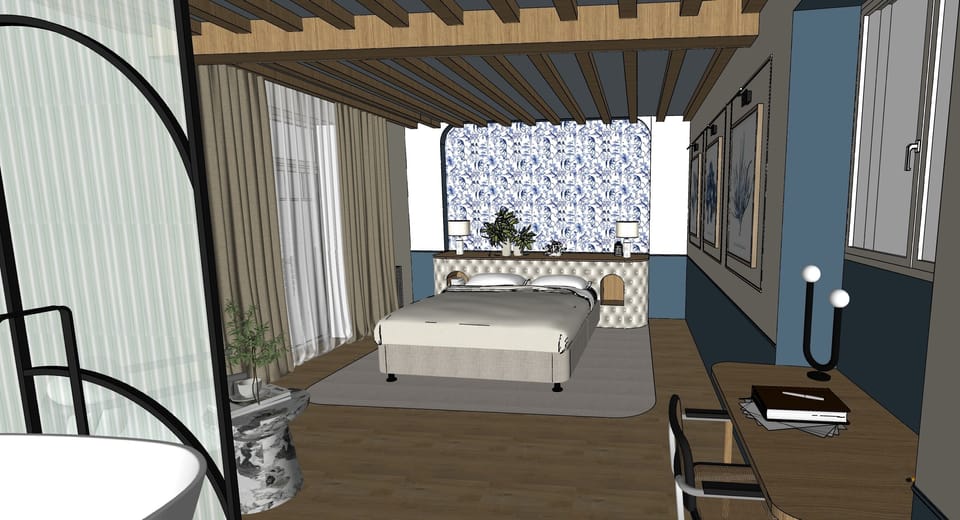 Romantic Double Room | Individually decorated, individually furnished, desk, laptop workspace