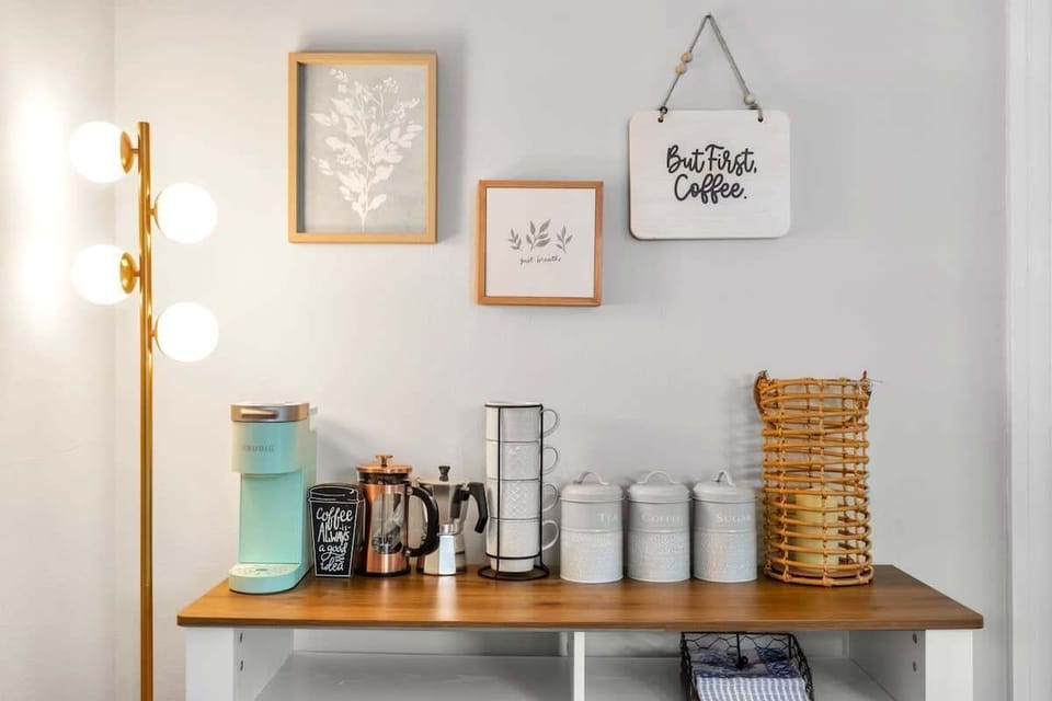 The coffee station in the dinning room