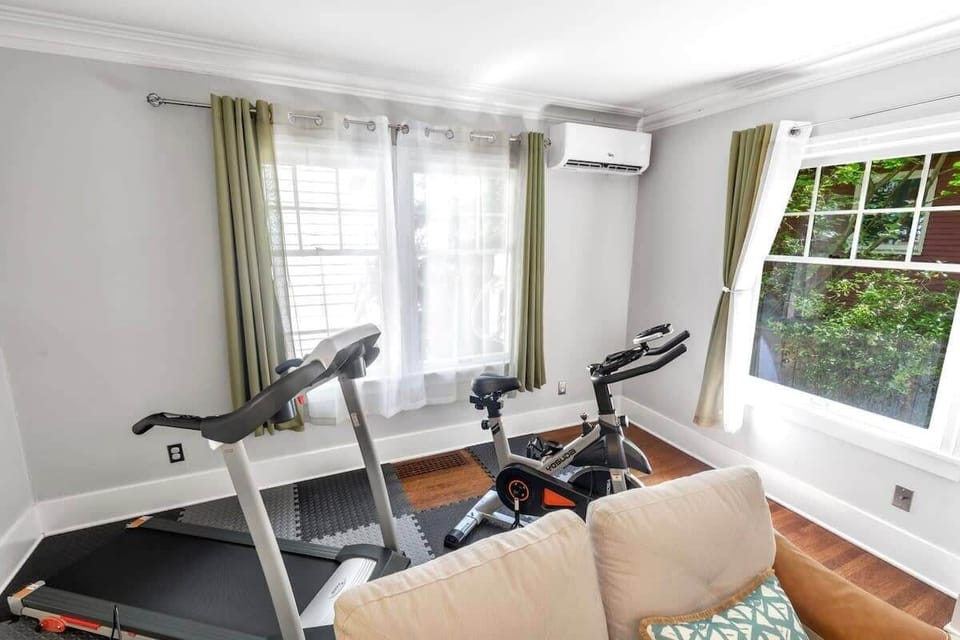 The exercise area in the living room