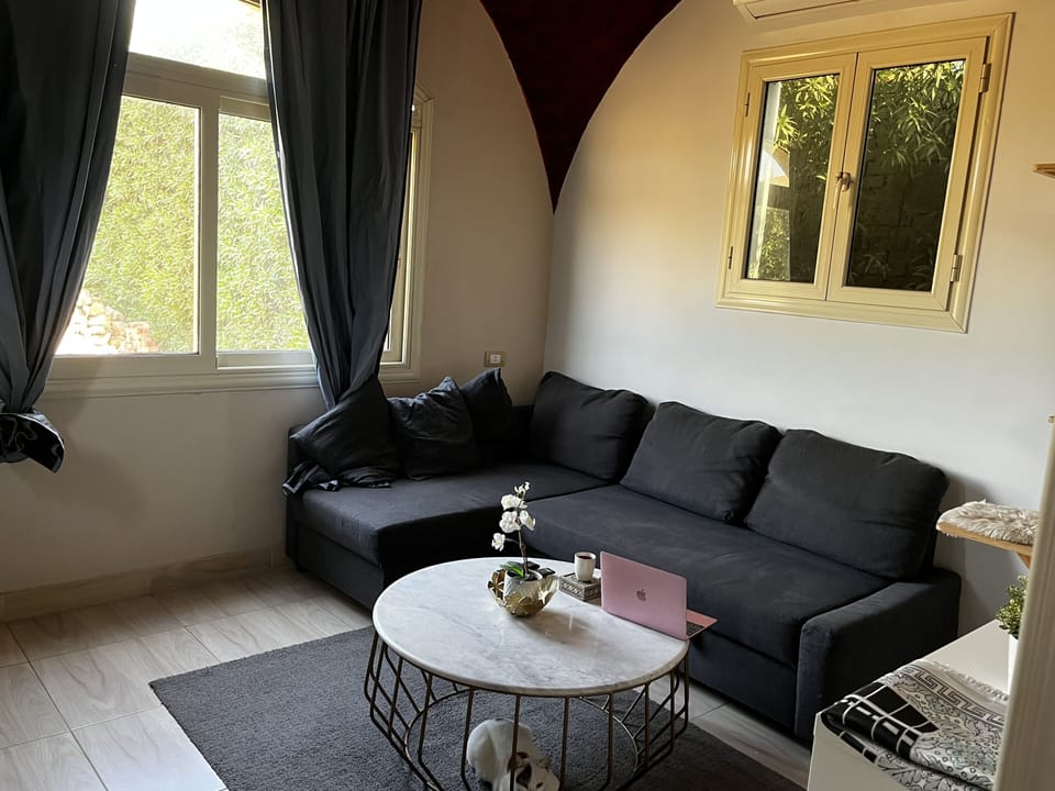 Studio with a Garden View | Living area | 65-inch LED TV with satellite channels, fireplace, pay movies