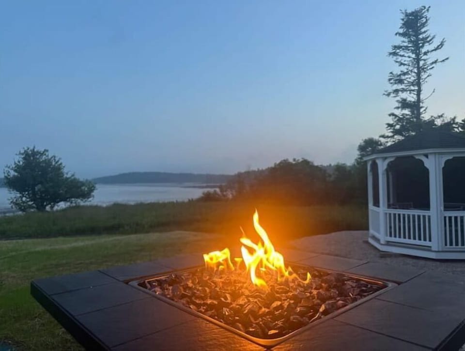 Enjoy the propane fireplace on the back deck