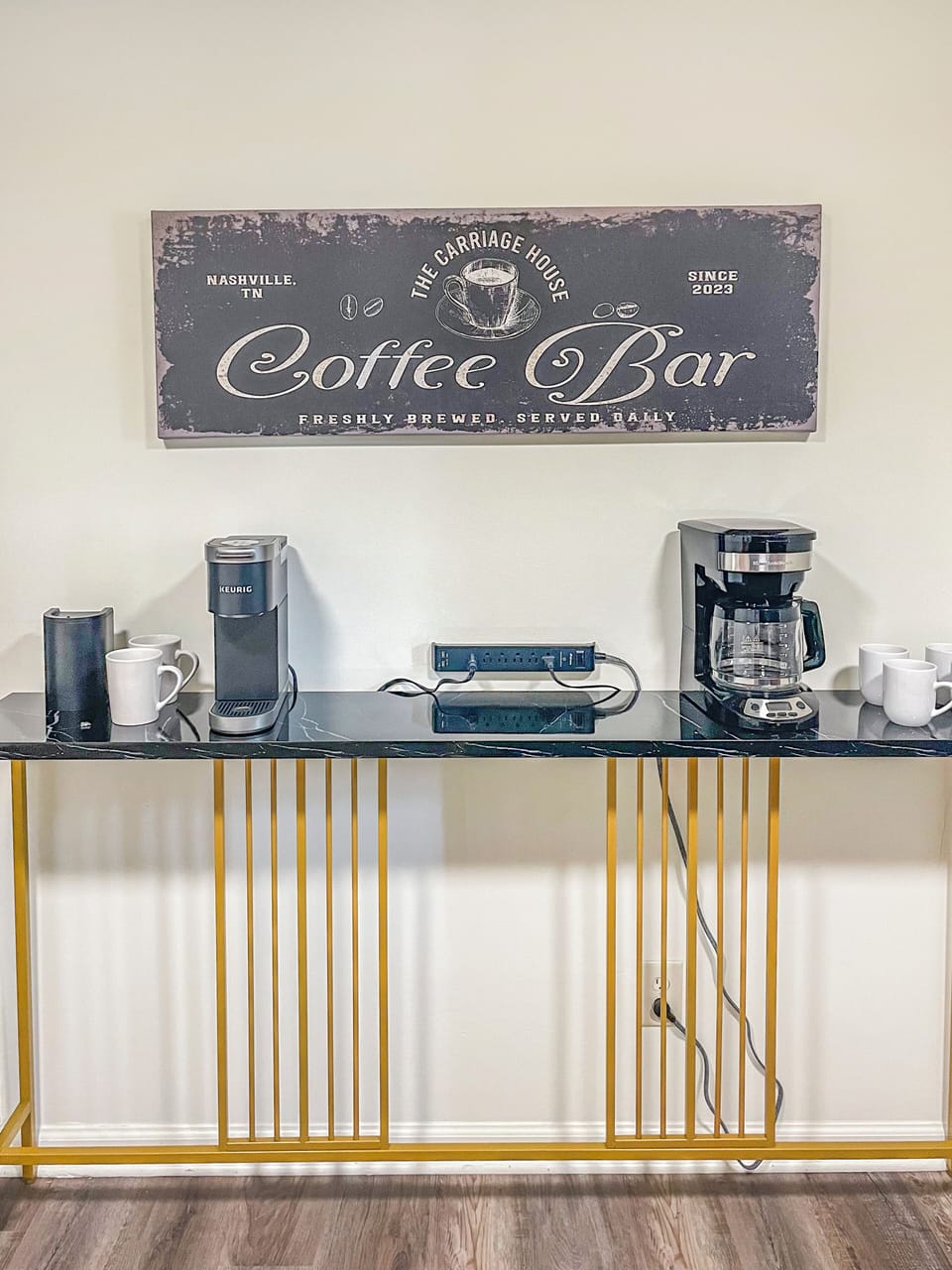 Convenient coffee bar with Kuric and drip coffee maker