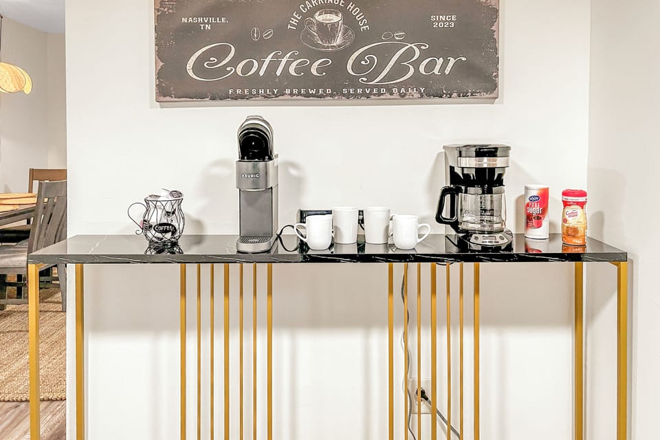 Convenient coffee bar with Kuric and drip coffee maker