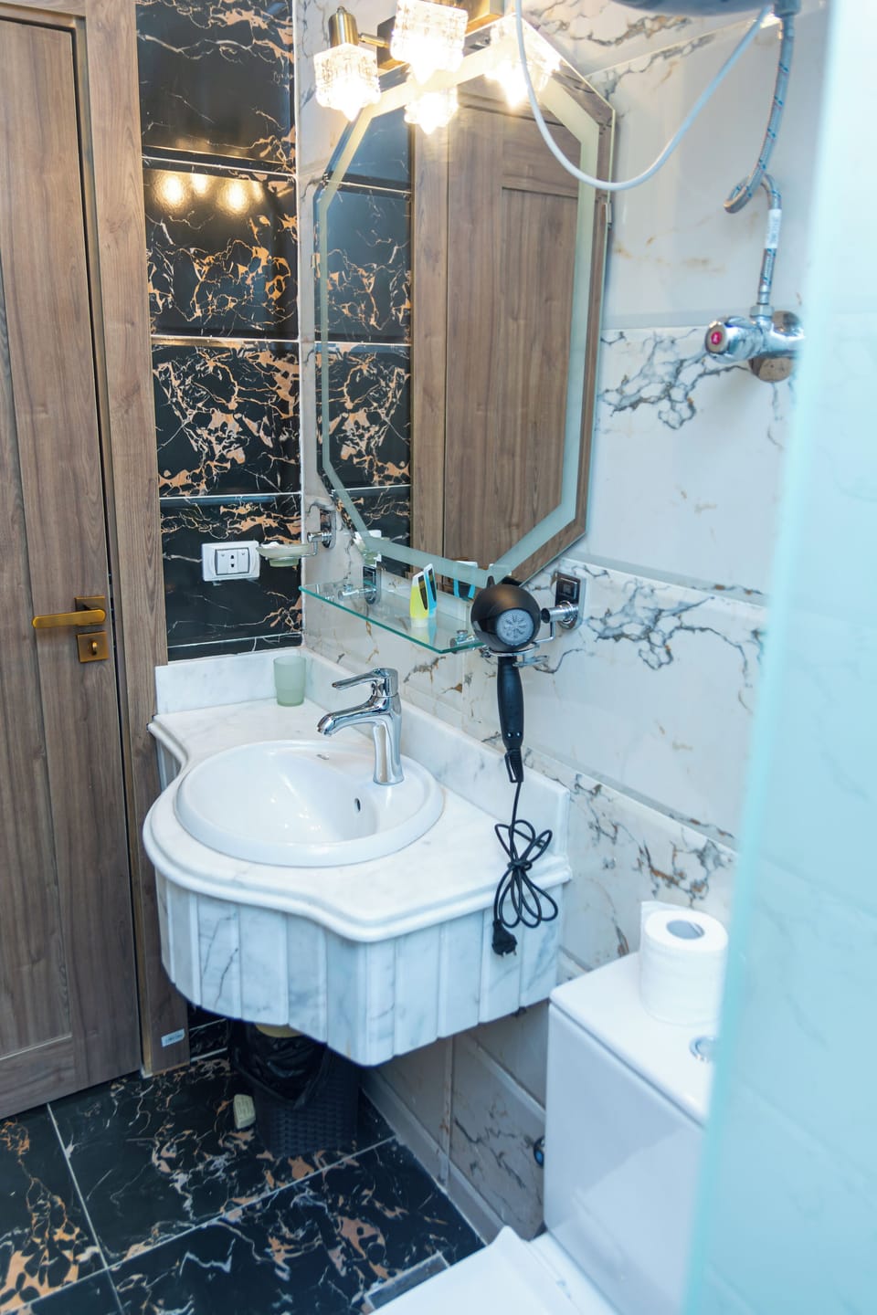 Shower, hair dryer, children's robes, bidet