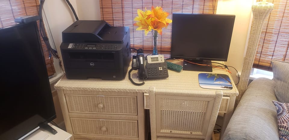 2nd Floor: Lovely dedicated workspace w/monitor, phone, bluetooth, printer, keyboard, & mouse!