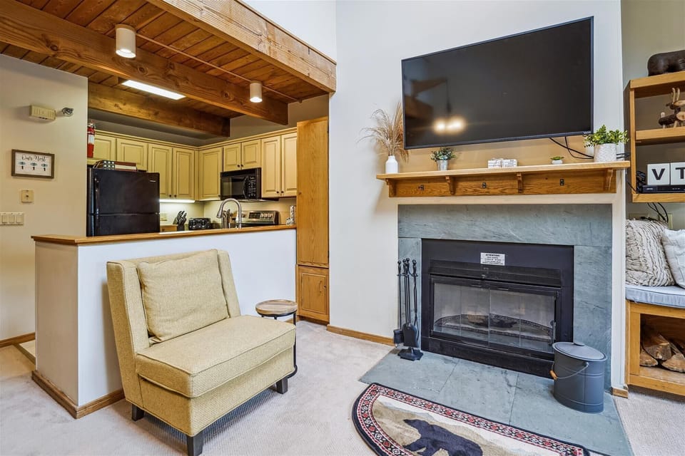 Wood burning fireplace for your enjoyment.