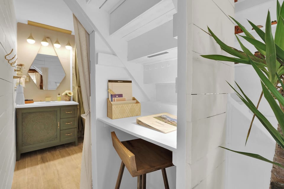 Study area under the stairs for a great work from home vacation spot