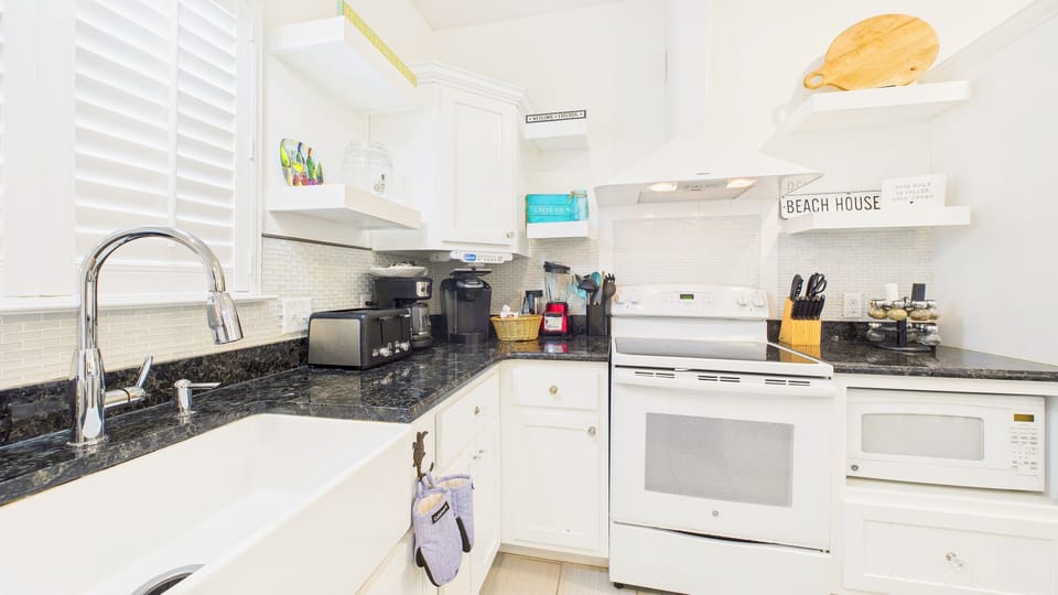 Fully equipped kitchen with all the cooking essentials as well as coffee essentials