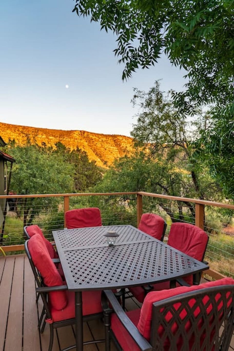 Enjoy amazing sunsets when enjoying your dinner outdoors!