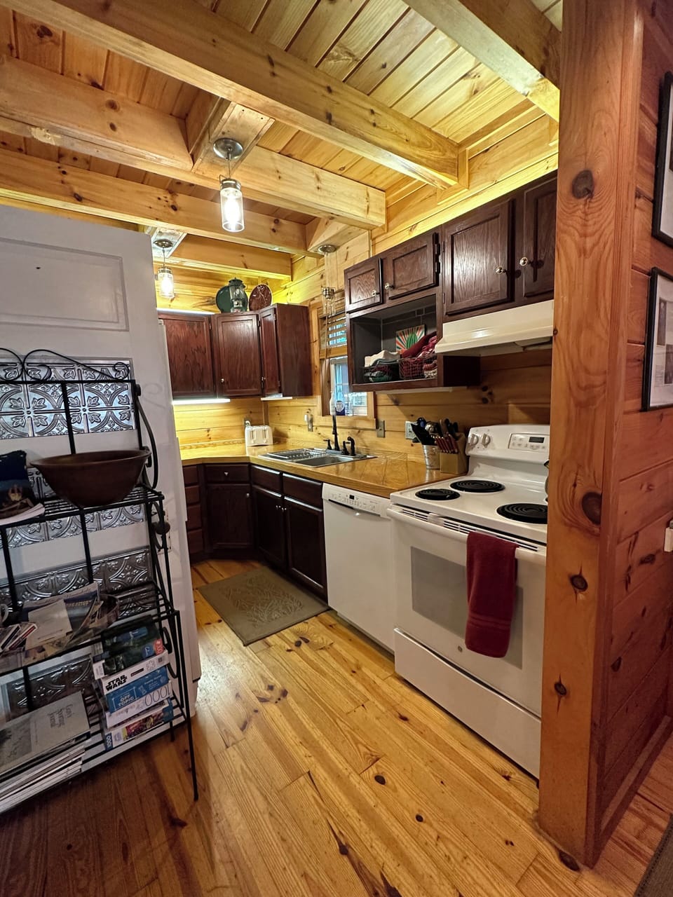 Kitchen open to dining and living room