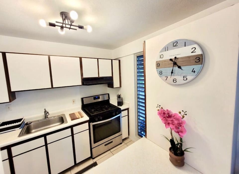 Kitchen features stainless steel appliances