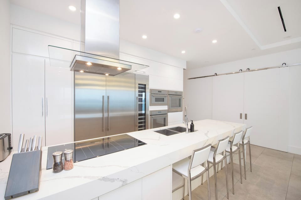 Gourmet kitchen with top of the line appliances.