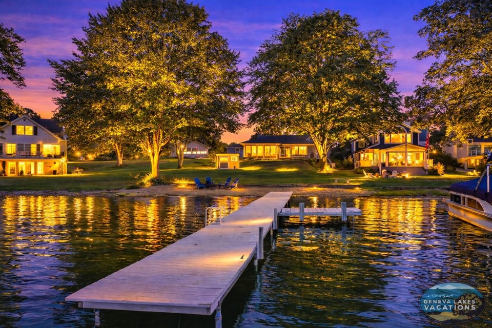 Pier and sandy beach for swimming or cold plunging