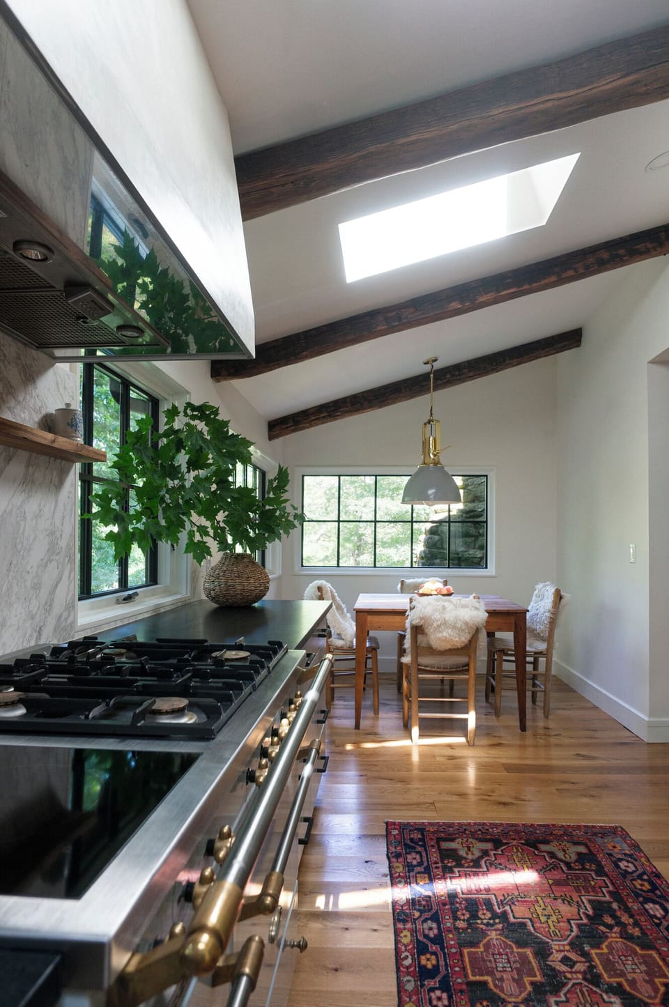 LaCanche range 42" with induction, gas burners, and warming cupboard