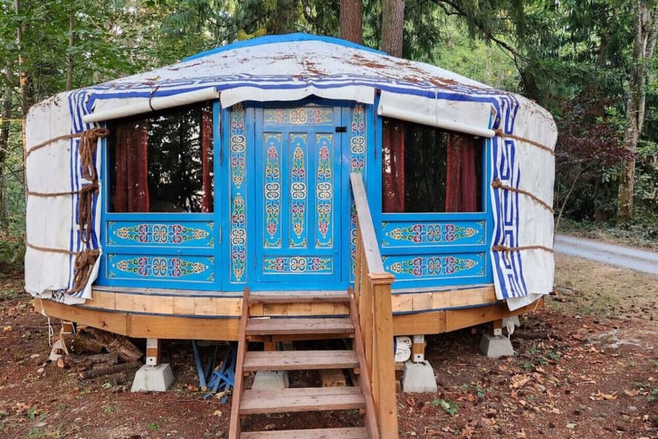 Outside of artisan handmade Mongolian yurt.