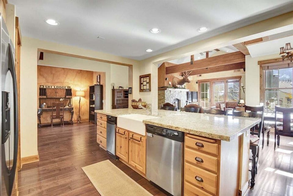 Beautiful kitchen, view of office space off the living area