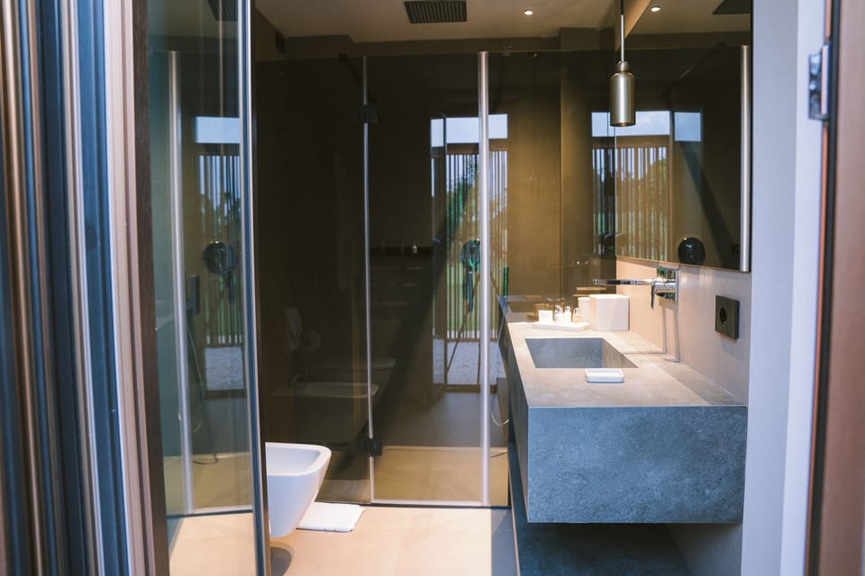 Luxury Suite | Bathroom | Shower, rainfall showerhead, free toiletries, hair dryer
