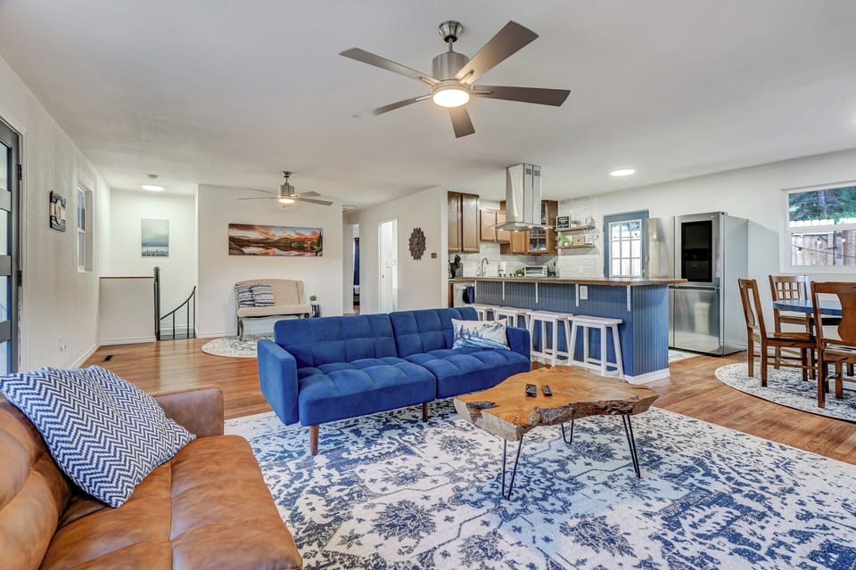 Living room and open kitchen area