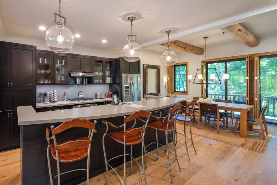 View of kitchen and adjacent dining table