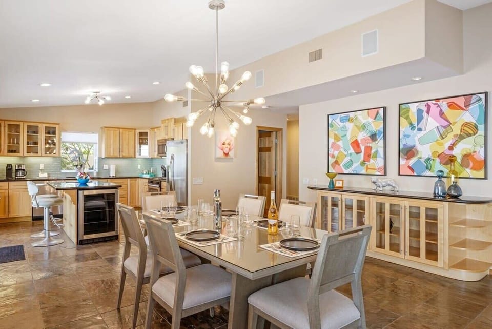 Dining table with service for six guests
