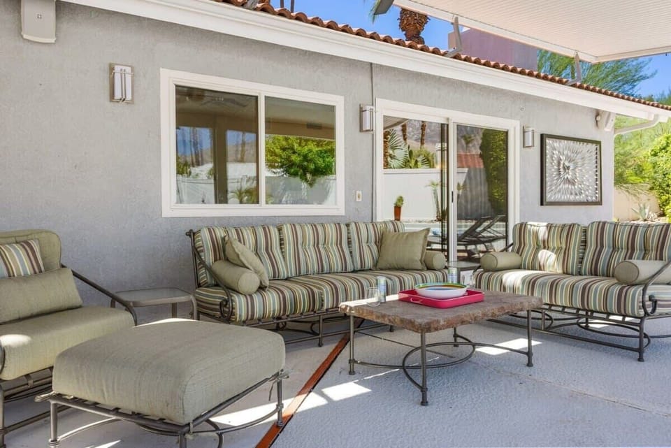 Patio area with ample seating for up to six