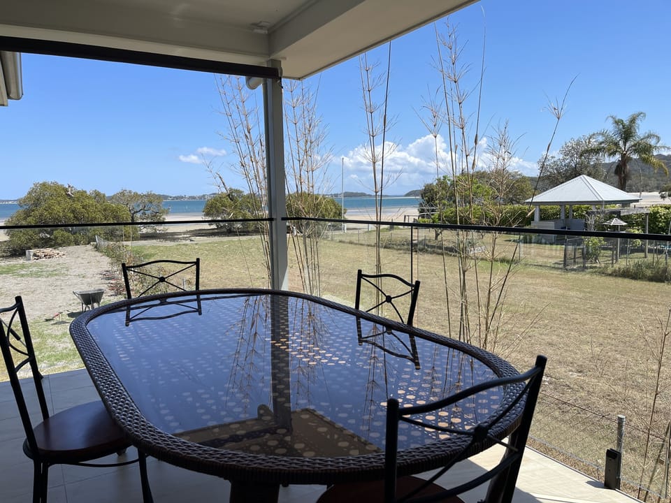 Tea - coffee table on side deck .