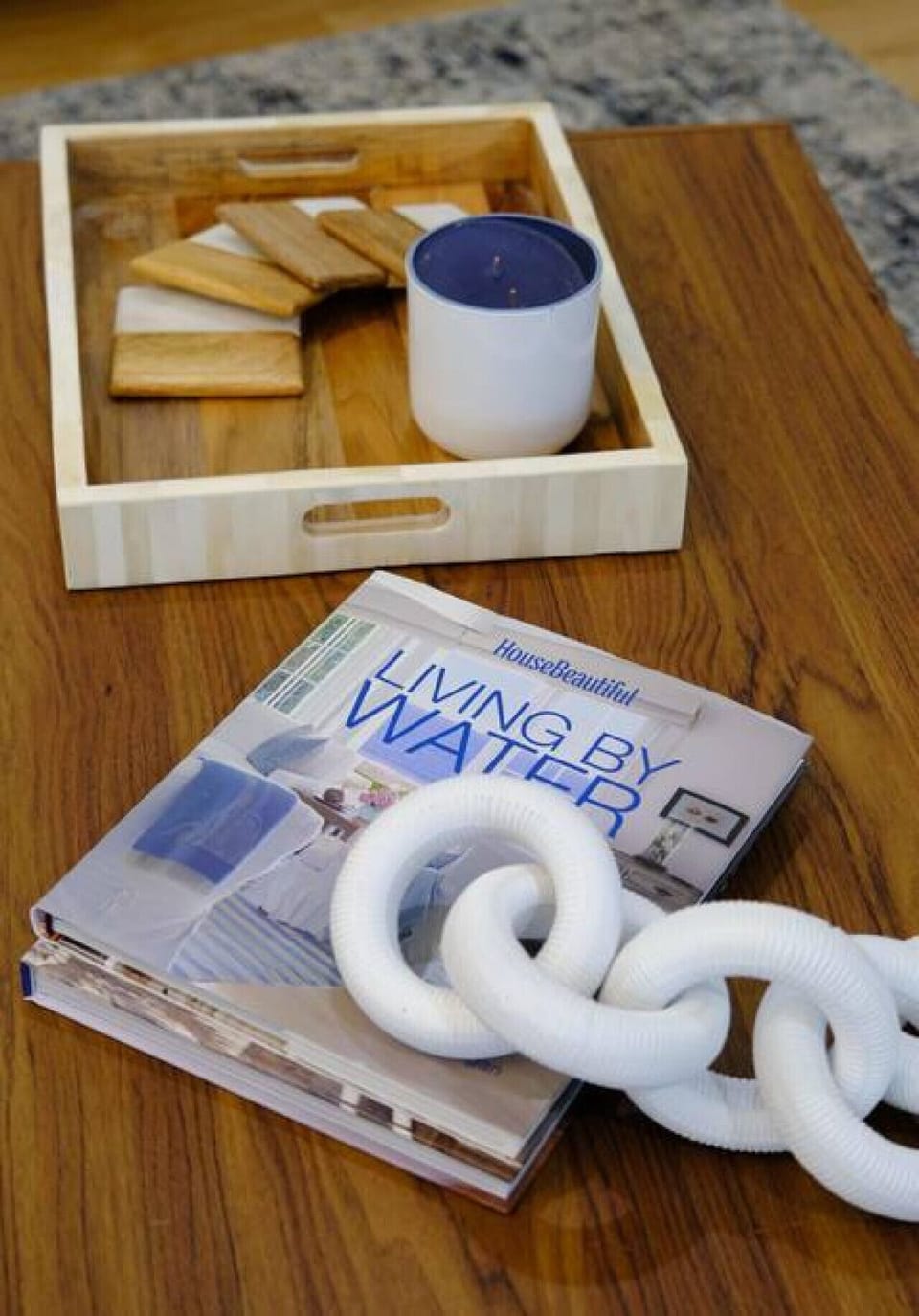 Whimsical coffee table decor will make you feel right at home.