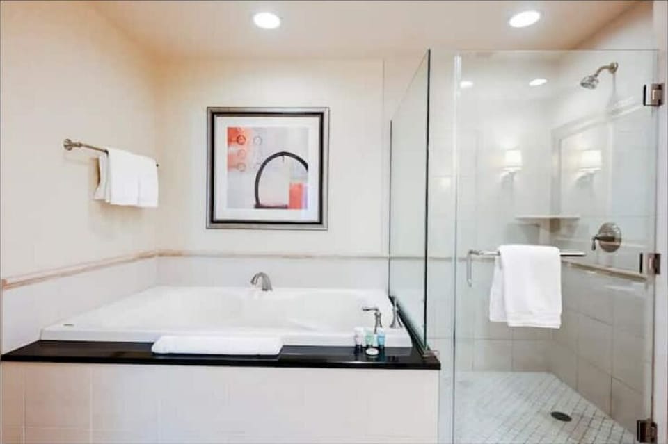 Jetted whirpool tub and separate shower