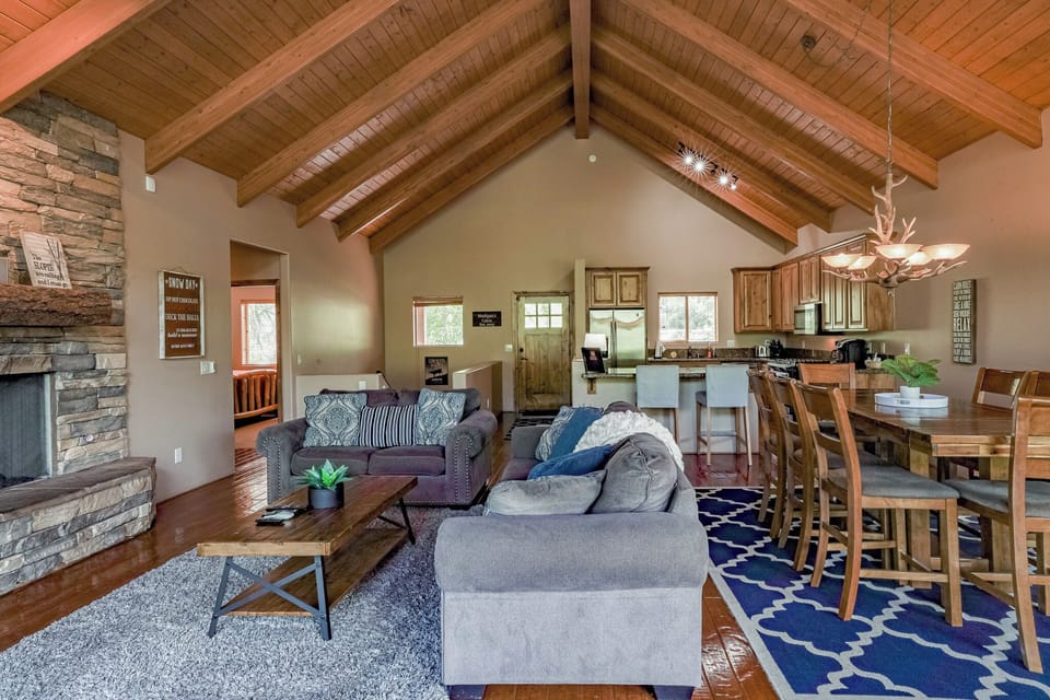 VIEW FROM OUTSIDE DECK OF OPEN CONCEPT LIVING DINING AREA
