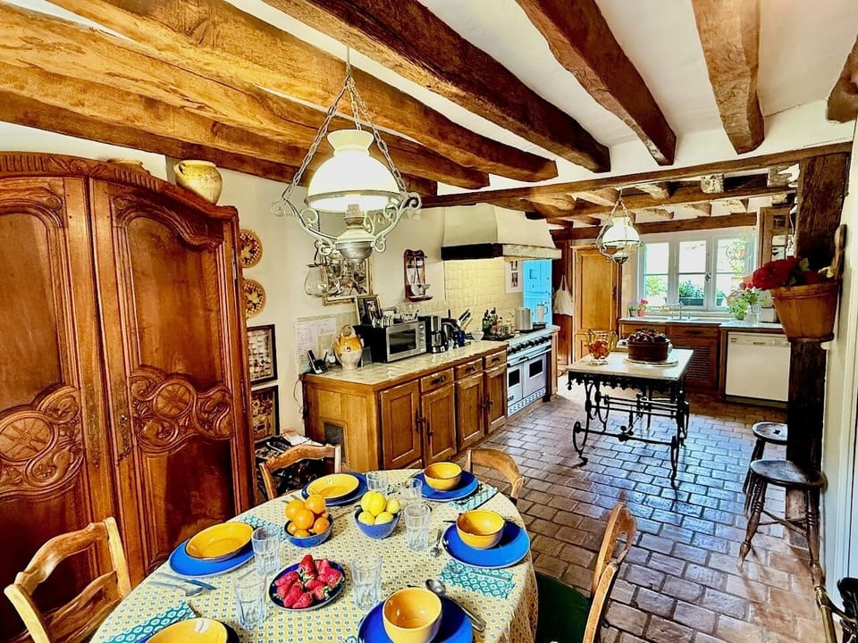 Huge kitchen in Le Moulin. 2 Viking ovens, ice machine, dishwasher, fridge freez