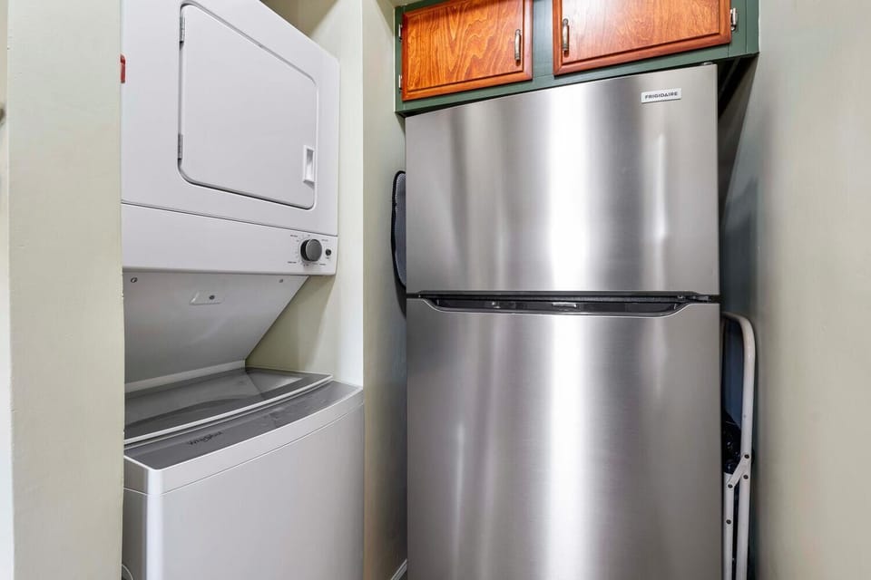 In unit Washer and Dryer, with a full Refrigerator