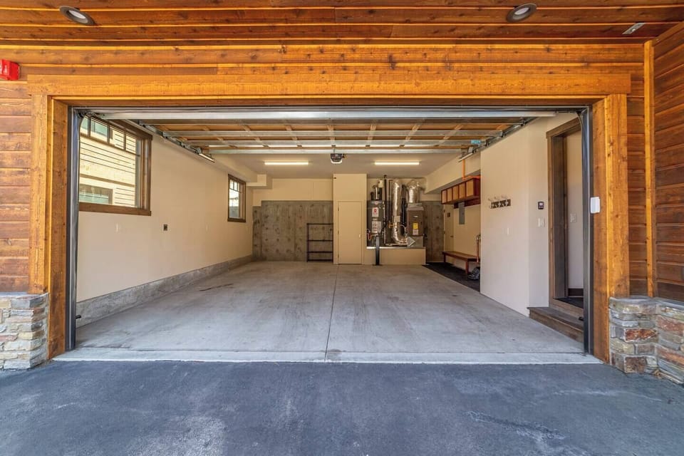 The private two-car garage at Mountainside #6 makes winter arrivals simple and keeps vehicles protected from snow.
