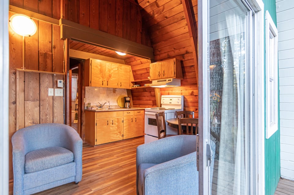 Cedar Chalet with Loft | Living area | 32-inch flat-screen TV with cable channels, TV, streaming services