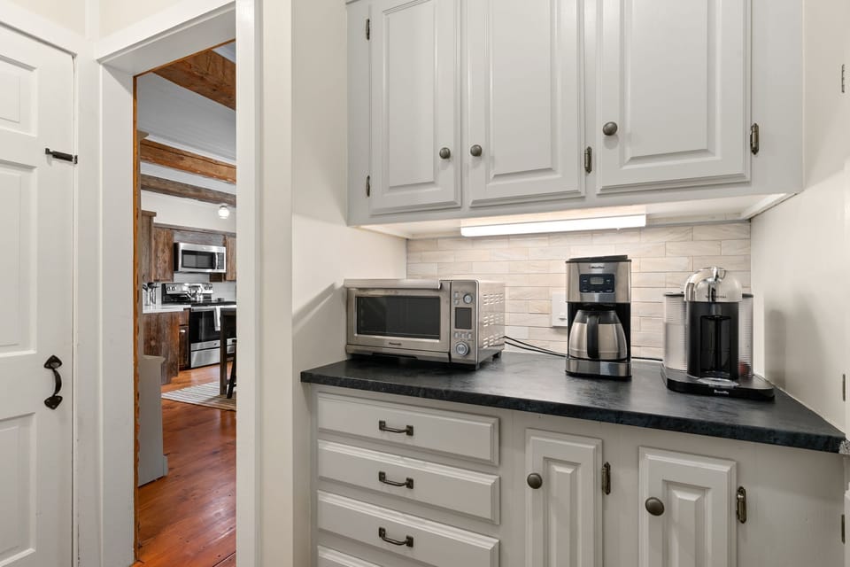 Morning breakfast and coffee bar with Nespresso maker