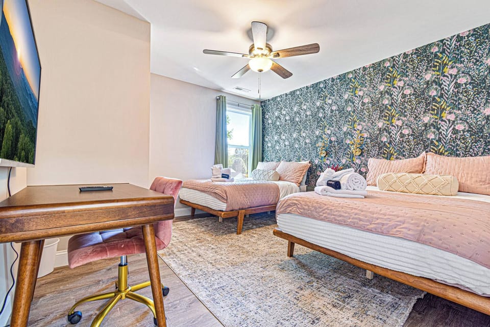 Two full size beds are available complete with a smart television, perfect for movie nights! One last Zoom meeting before you kick off the weekend? We've got you covered for that too!