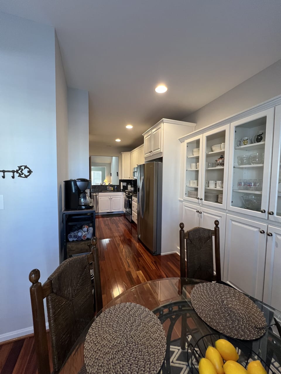 From kitchen table showing extra storage addtition in kitchen