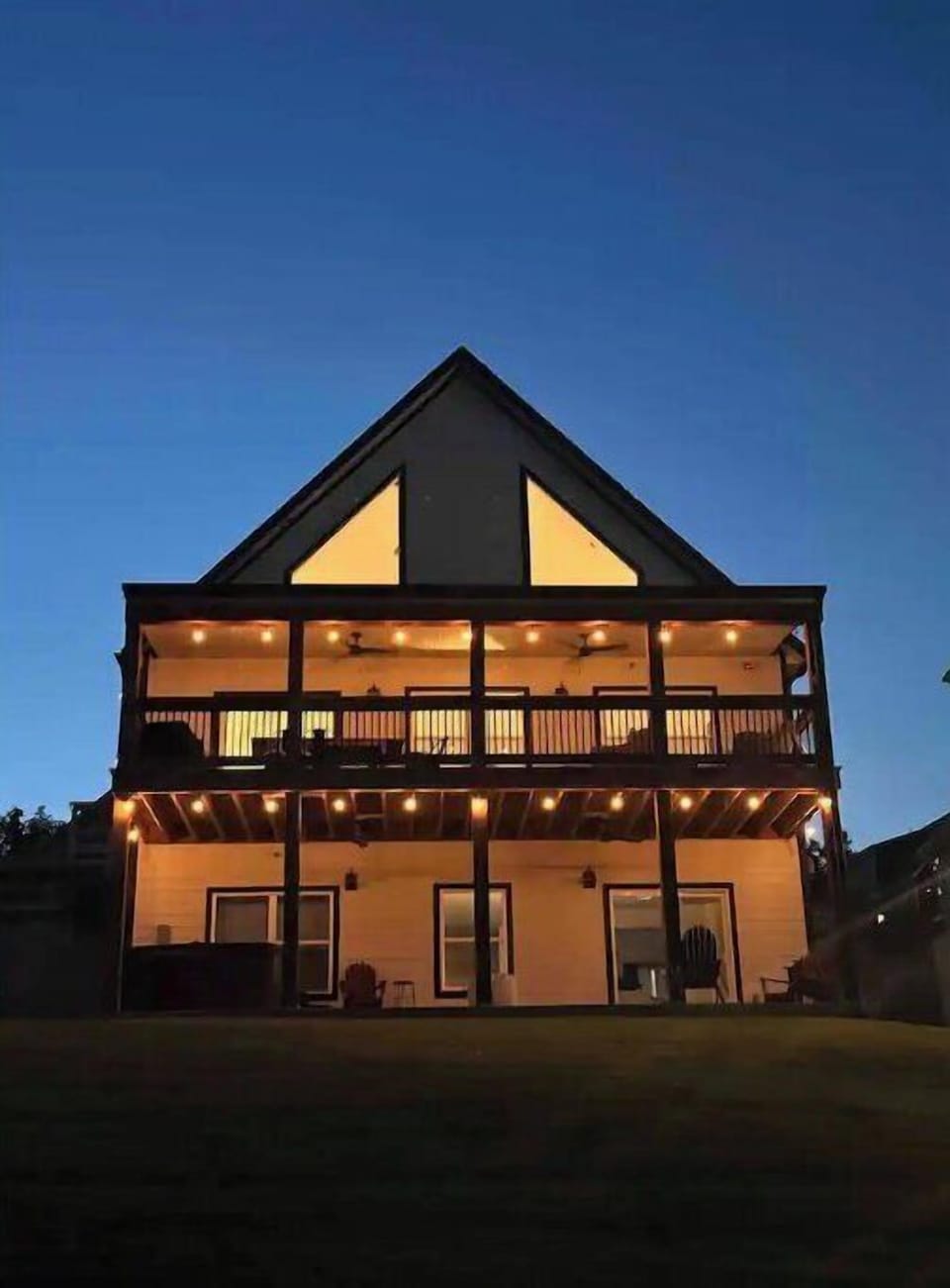 Twinkling lights at dusk