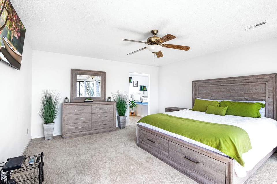 Your king suite features a full dresser and 55 inch smart TV
