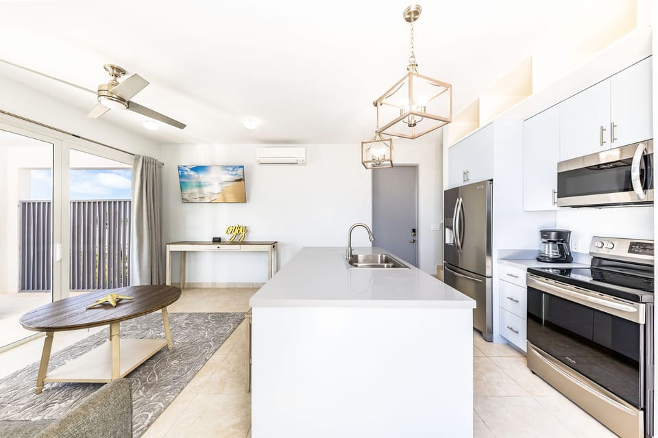 A fully-equipped kitchen with all the appliances and accessories you’d need to prepare any meal of the day