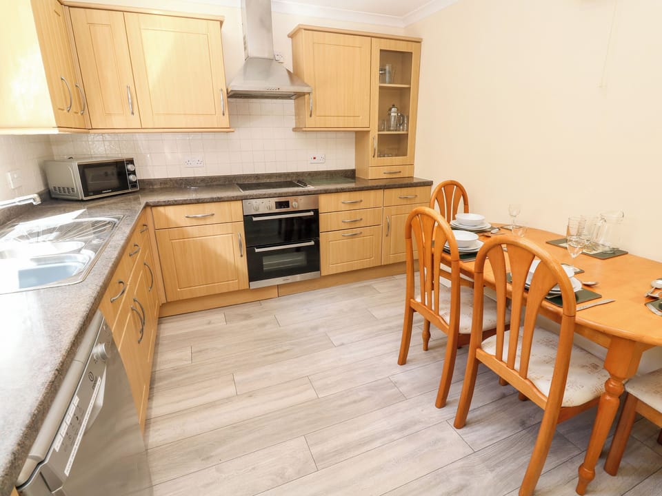 Fridge, dishwasher, electric kettle, toaster