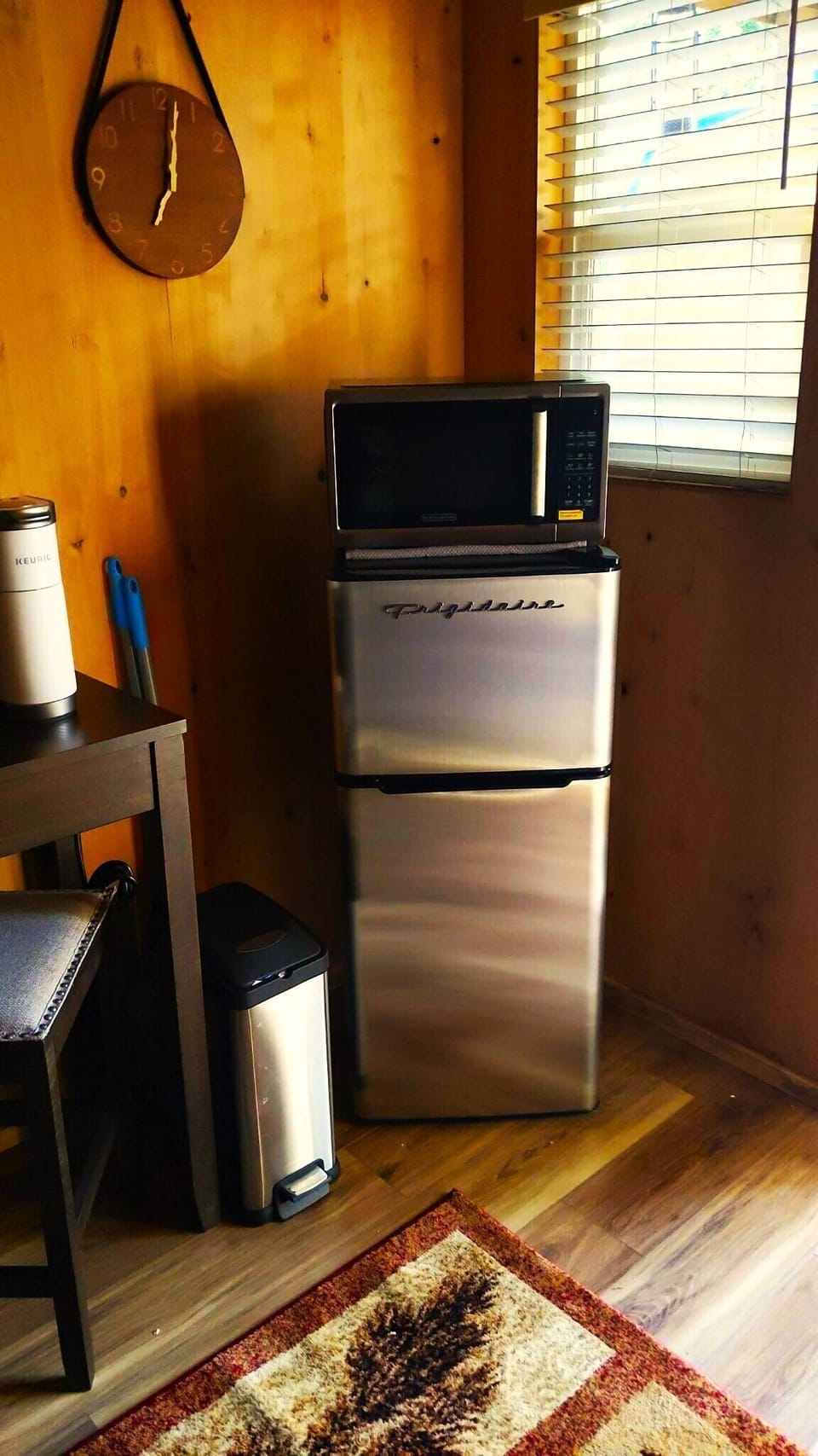 Mini-fridge and Microwave. 