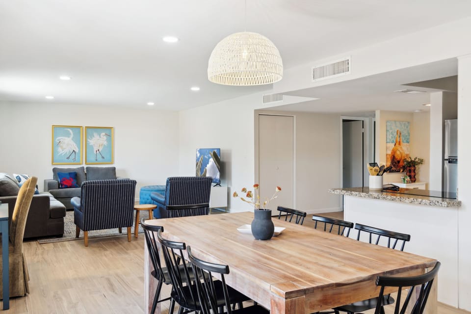 View of the dining room and living room.