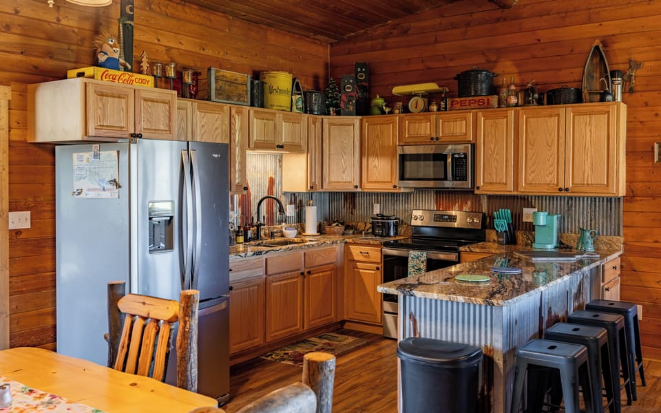 Updated kitchen with breakfast bar