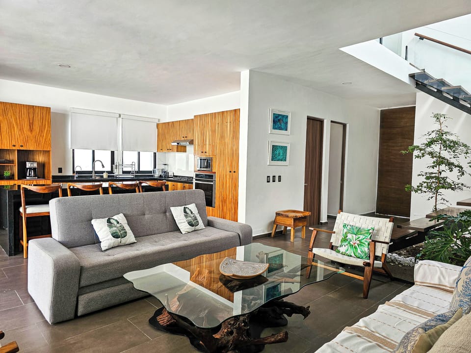 living room with sofa bed