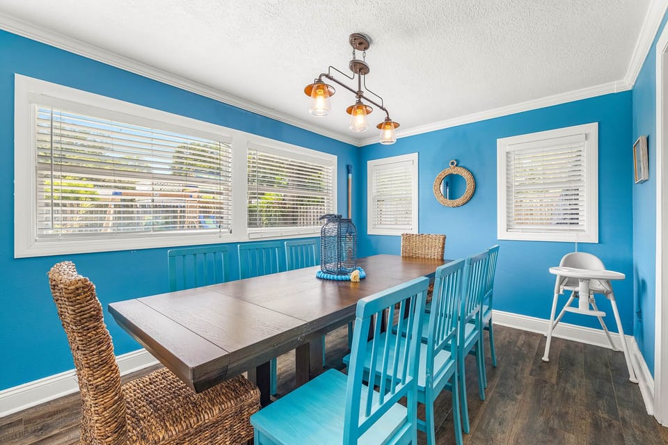 Large dining room with seating for 8