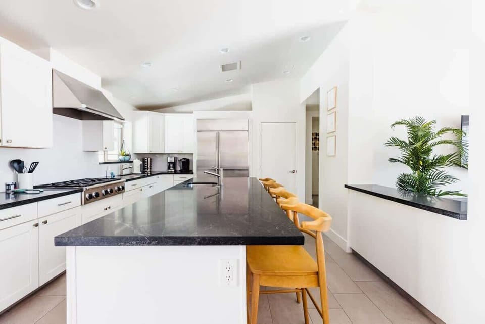 Large island with bar top seating