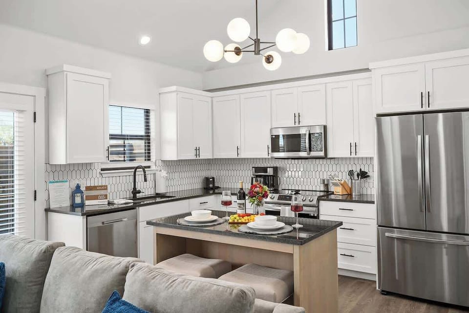 Seating for two at the kitchen island.