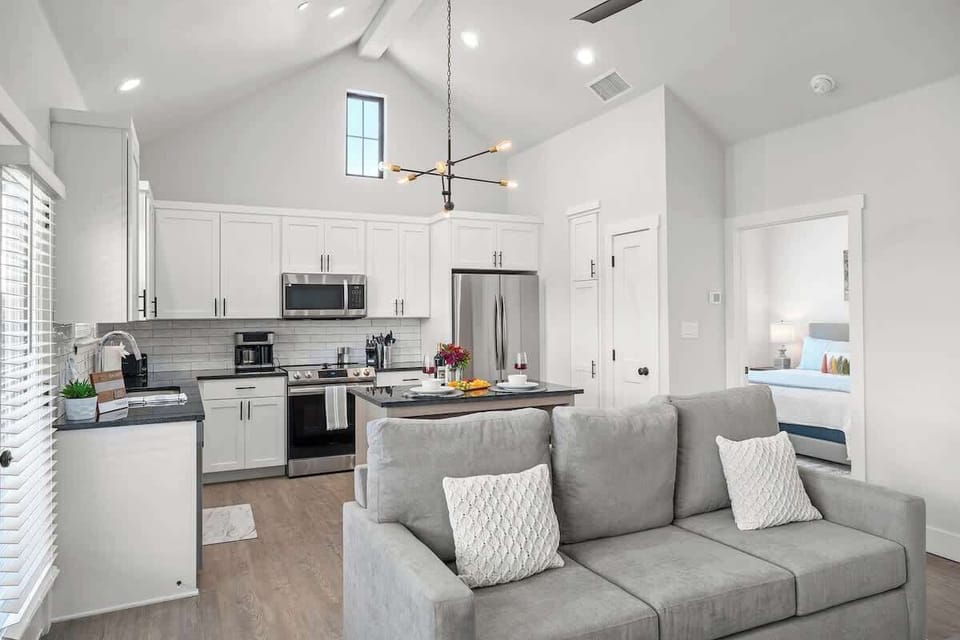 Vaulted ceilings create a cozy space to gather.